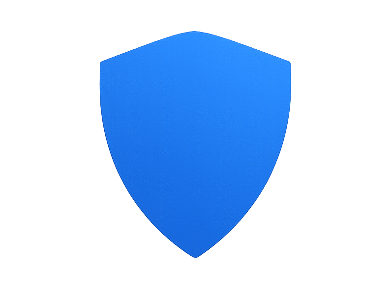 Simple blue shield icon representing online security and privacy